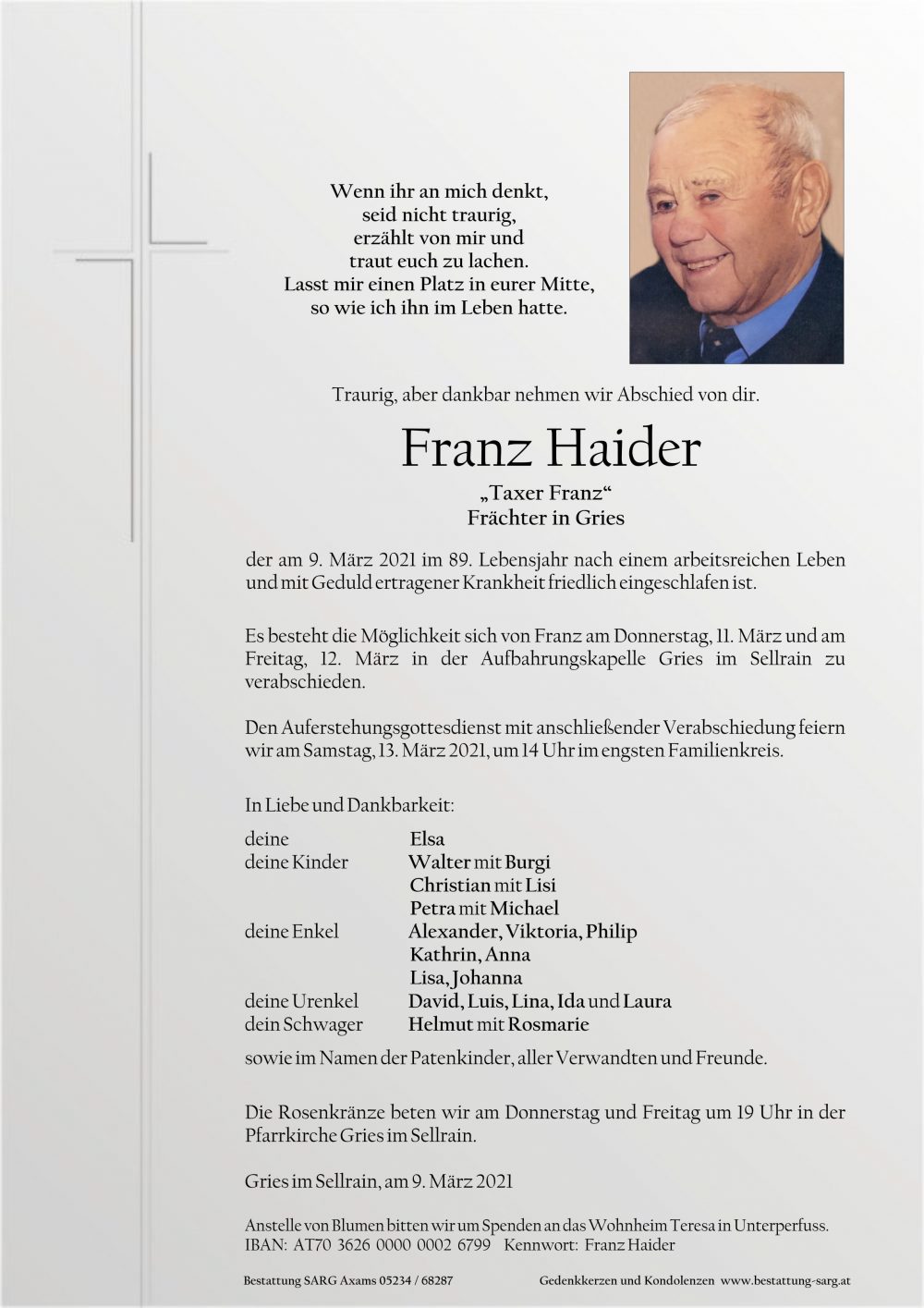 Franz Haider - Bestattung Stephan Sarg
